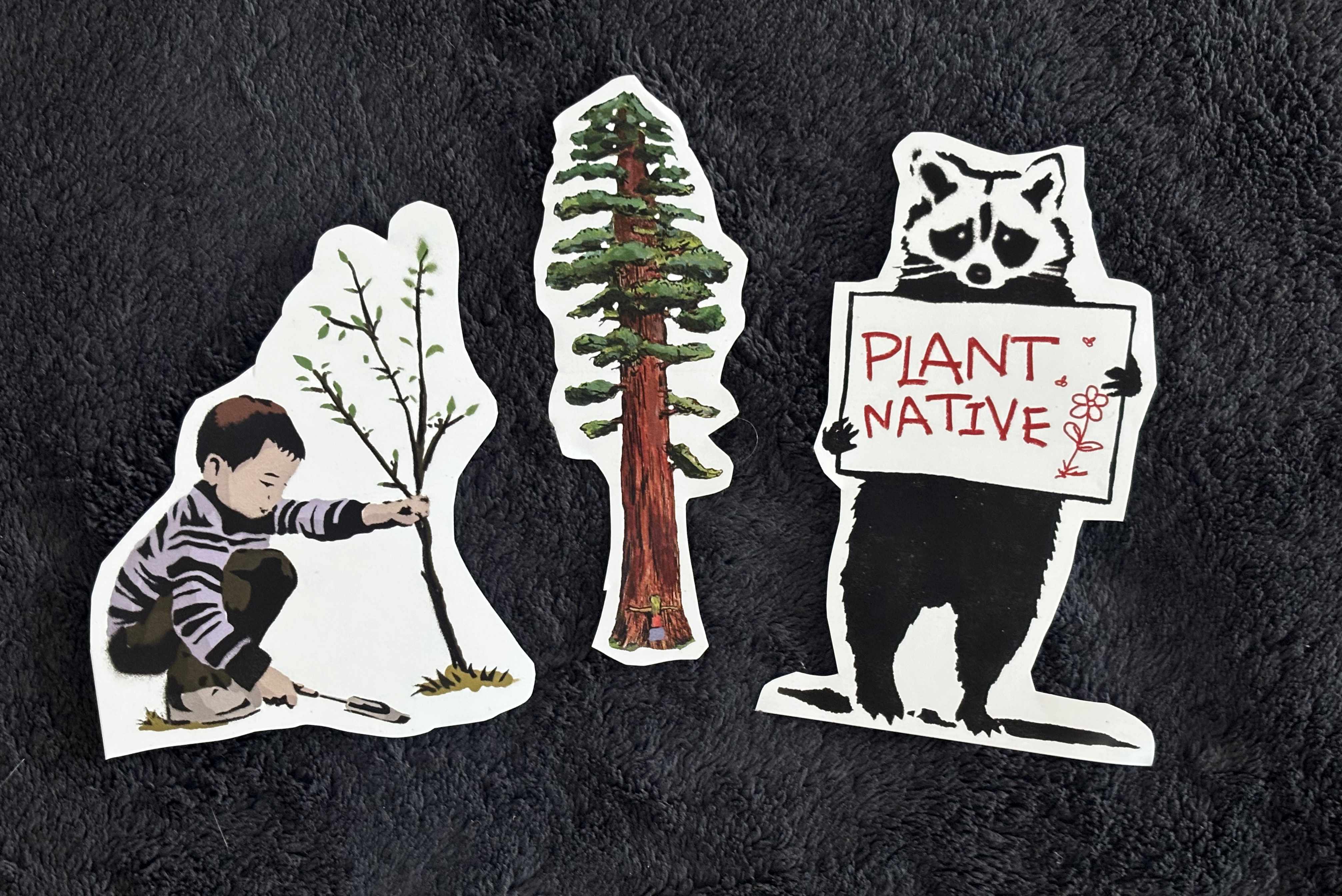 Nature sticker pack — planting, redwood, plant native